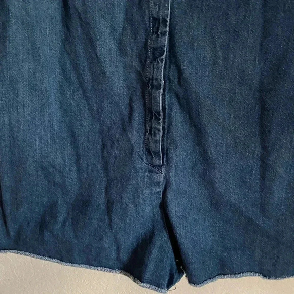 Zara Denim 3/4 Sleeve Playsuit\Romper Raw Hem/Wrist Pockets Y2K Retro Size L - Picture 6 of 10